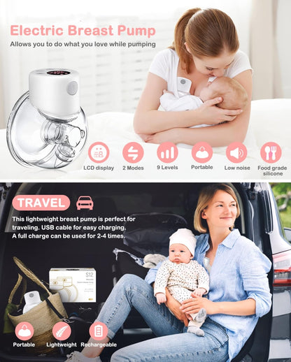 Breast Pump Kit Single Electric Breast Pumps, Hands-free Poratable Mom Milk Puller Pump, Slient Breastfeeding Pump for Baby