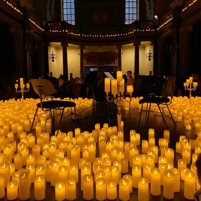10-240pcs Battery Operated Flickering LED Pillar Candles with Remote and Timers Fake Flameless Candle for Wedding/Holiday Decor
