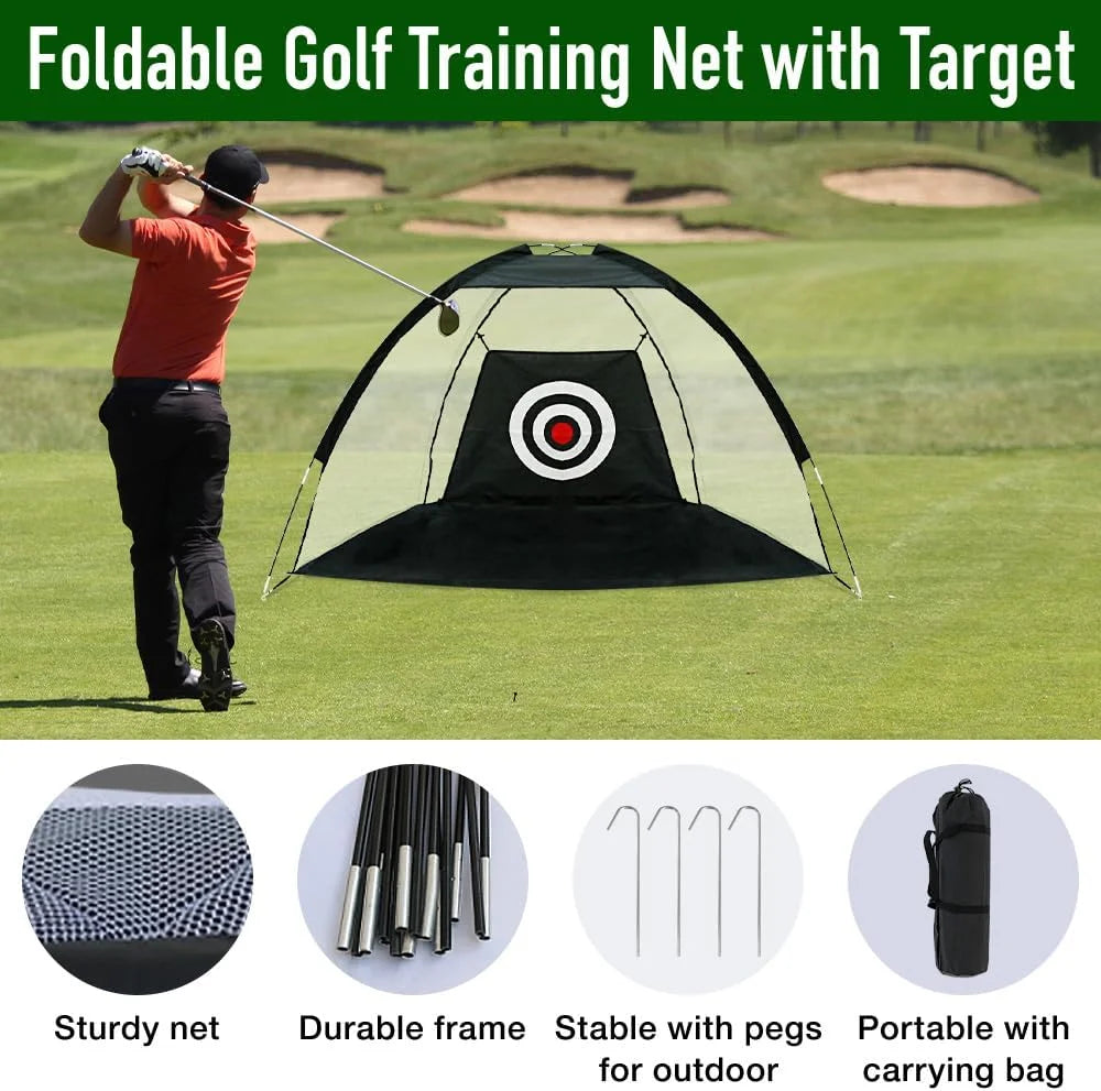 Golf Net with Practice Mat,Golf Hitting Aid Nets 6.56ft*4.59ft for Backyard Driving Chipping Training Swing,Gifts for Men Dad Him and Golfer
