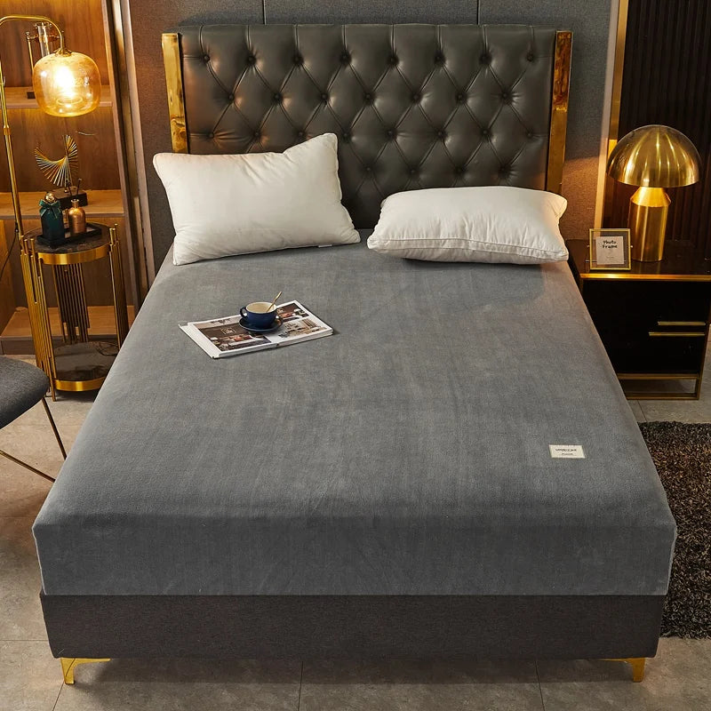 Soft Warm Thick Velvet Fitted Sheet High Quality Non Slip Mattress Cover Adjustable Protector Soft Bed Sheet with Elastic