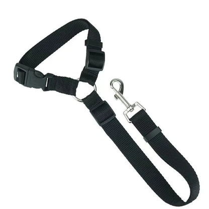Solid Color Two-in-one Pet Car Seat Belt Nylon Lead Leash Backseat Safety Belt Adjustable Dogs Harness Collar Pet Accessories