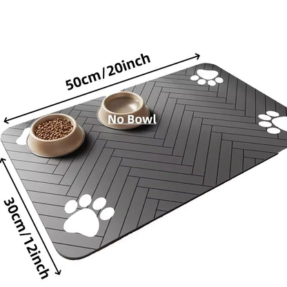 Super Absorbent Dog Food Mat ,Non-Slip Bowl Mat for Food and Water  with Waterproof Rubber Backing, Quick Dry Water Mat for Dog Cat