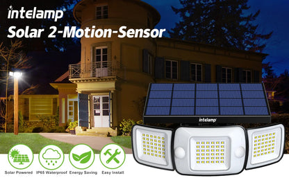 LED Security Lights Motion Sensor Outdoor Lights, 3 Head Dusk to Dawn, Daylight Flood Lights Outdoor Motion Sensor, IP65 Waterproof, Motion Light for Outside, Garage, Yard, Porch