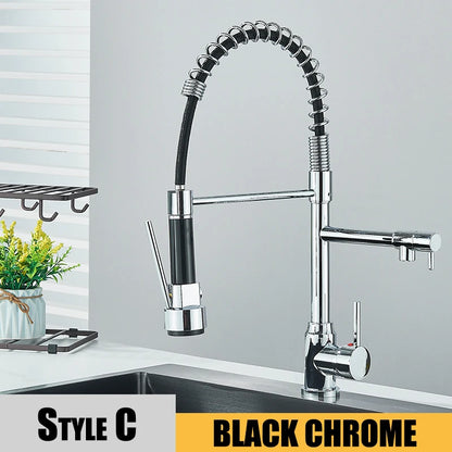 Kitchen Faucet with Pull Down Sprayer, Commercial Single Handle Stainless Steel Kitchen Faucets with Deck Plate