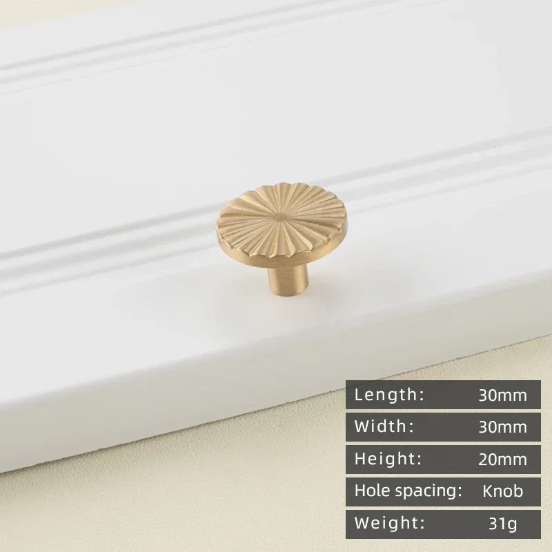 Cabinet Handles Brushed Brass Kitchen Knobs European style minimalist solid brass cabinet DIY pull handle classical luxury drawer gold knob cabinet door long handle