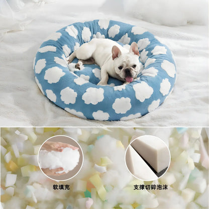 Donut Large Dog Bed, Cute Round Calming Dog Bed with Removable Washable Cover, Orthopedic Pet Beds