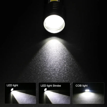 3 PCS Mini LED COB Flashlight Portable Rechargeable Torch with Pen Clip Zoomable Waterproof Light Tactical Lamp Camping Lantern