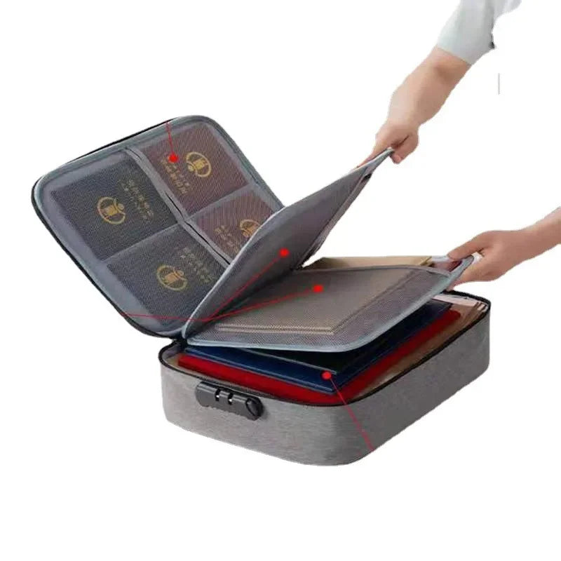 Fireproof Document Box, Hard Case File Box with Fireproof Zipper＆Lock, Heat Insulated Fire and Water Resistant File Organizer Storage Safe for Important Documents Laptop Cash