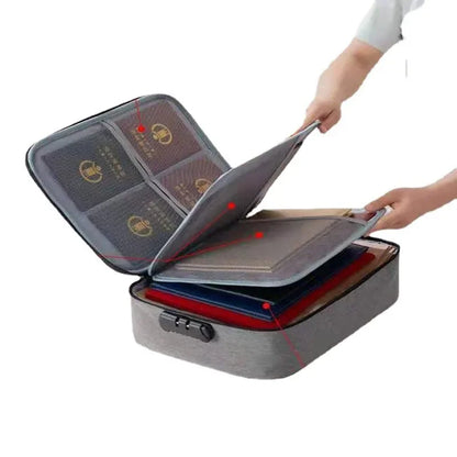 Fireproof Document Box, Hard Case File Box with Fireproof Zipper＆Lock, Heat Insulated Fire and Water Resistant File Organizer Storage Safe for Important Documents Laptop Cash