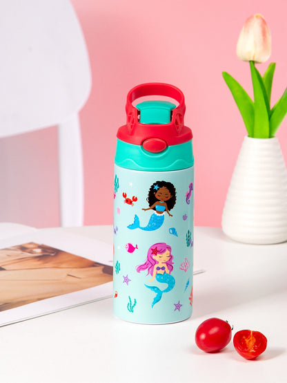 Kids Insulated Water Bottle with Straw Lid & Handle Stainless Steel Metal Tumbler Leak Proof Double Wall Vacuum Kids Cup Toddler Water Bottle for School Boys Girls