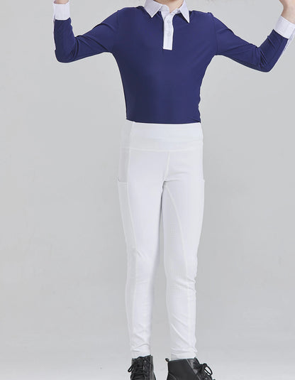 Summer children's equestrian pants high elasticity knitted children's horse riding pants full silicone