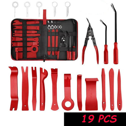 19Pcs Trim Removal Tool Set Clip Plier Upholstery Remover Nylon Car Panel Removal Set with Portable Storage Bag