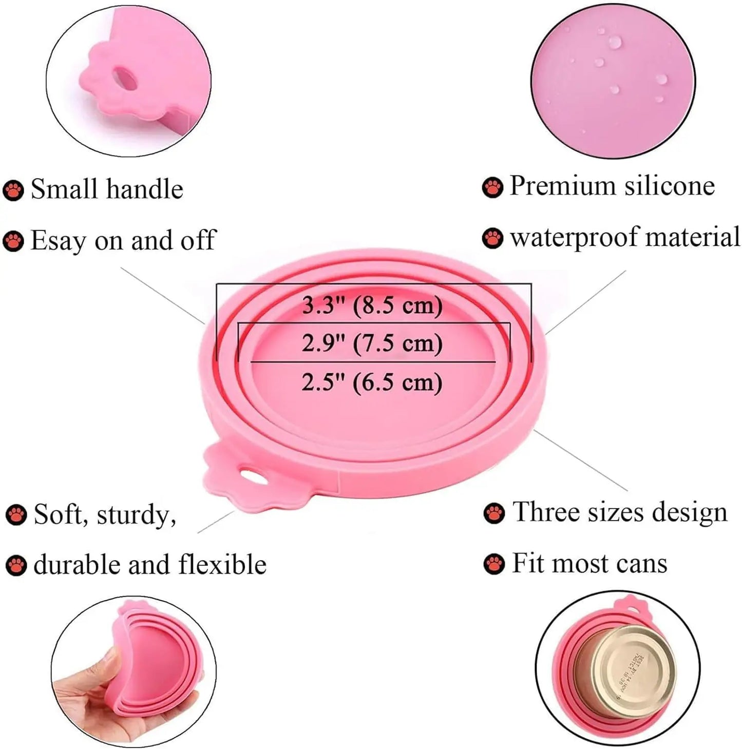 Food Can Lids Silicone Pet Food Can Covers for Dog  Cat Food One Tin Cap Fit Most Standard Size Dog Cat Food Canned