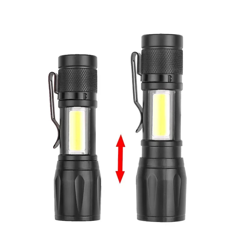 3 PCS Mini LED COB Flashlight Portable Rechargeable Torch with Pen Clip Zoomable Waterproof Light Tactical Lamp Camping Lantern