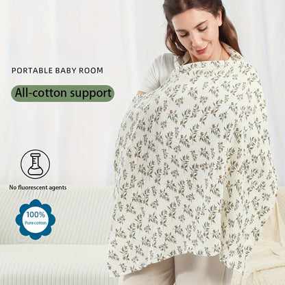 1Pc Gauze Nursing Cover, Nursing Apron, Multi-Purpose Car Seat Stroller Cover, Multi-Color Optional, Breathable 100% Nursing Cover Cloth Artifact, Outdoor Anti-Exposure Nursing Towel When Going Out. Perfect Gift for Mom.