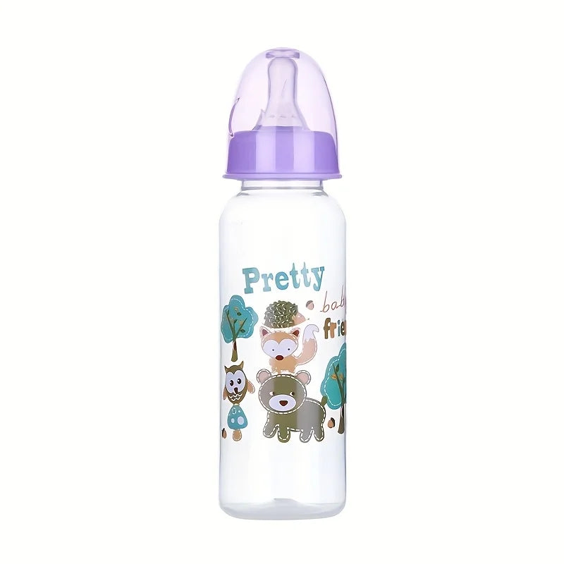 1PC Cute Animal Themed Baby Bottle Set with Food Grade Silicone Nipple Standard Caliber Anti-Drop Natural Touch for Infants