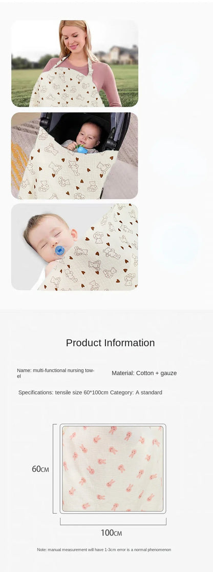 Double Layer Cotton Nursing Cover Breastfeeding Baby Blanket Outdoor Muslin Gauze Towel Multifunctional Shawl Stroller Blanket