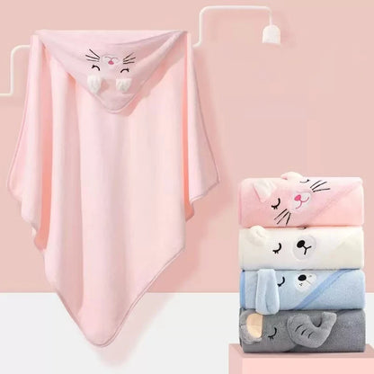 Hooded Baby Towels, Soft Baby Towels, Absorbent Baby Bath Towels Toddler Bathrobe Infant Bath Towel Boy Girl Blankets Swaddle With Hood Cartoon Coral Fleece Towel Blanket Newborn Kids Bedding
