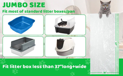 Heavy Duty Extra Thick Litter Pan Liners,Jumbo Drawstring Cat Litter Bags,Large Litter Box Liners 37x18inch 1/2/5 Rolls
