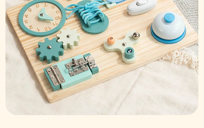 Montessori Busy Board for Toddlers Wooden Activity Sensory Board for Fine Motor Skills Travel Educational Learning Toys for Kid