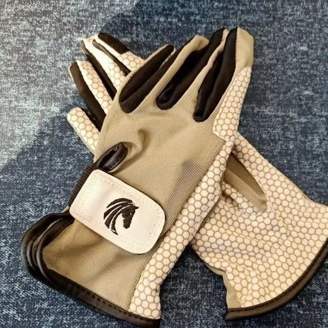 Summer Breathable Horse Riding Gloves lightweight Cozy Mesh Back Full Plam Silicone Grip Equestrian Gloves for Horseback Cycling