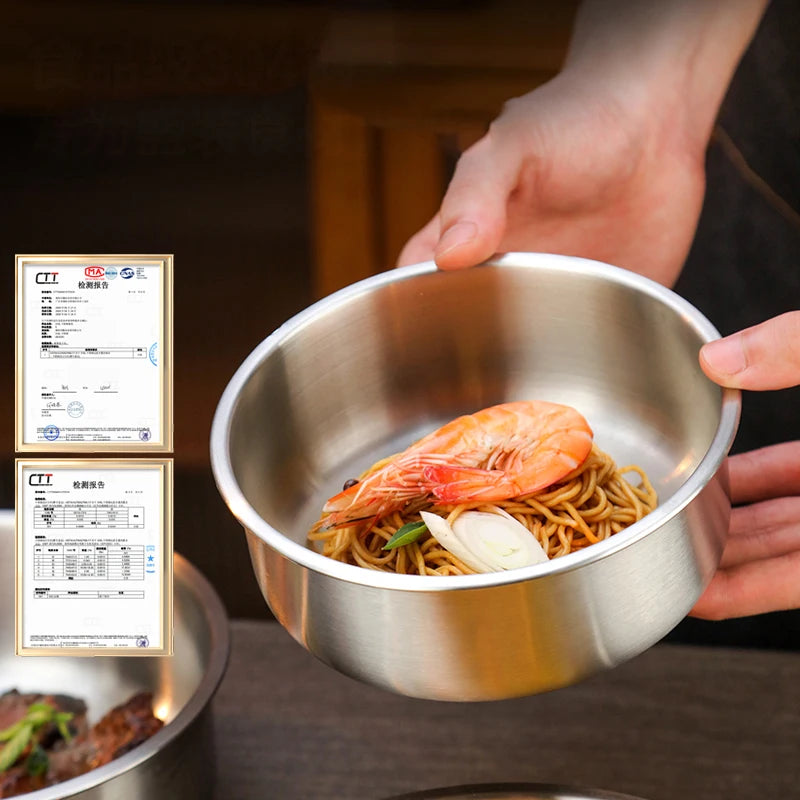 Stainless Steel Steamed Egg Bowl Ramen Rice Fruit Salad Stew Bowls With Lids Soup Cup Food Container Kitchen Tableware Supplies