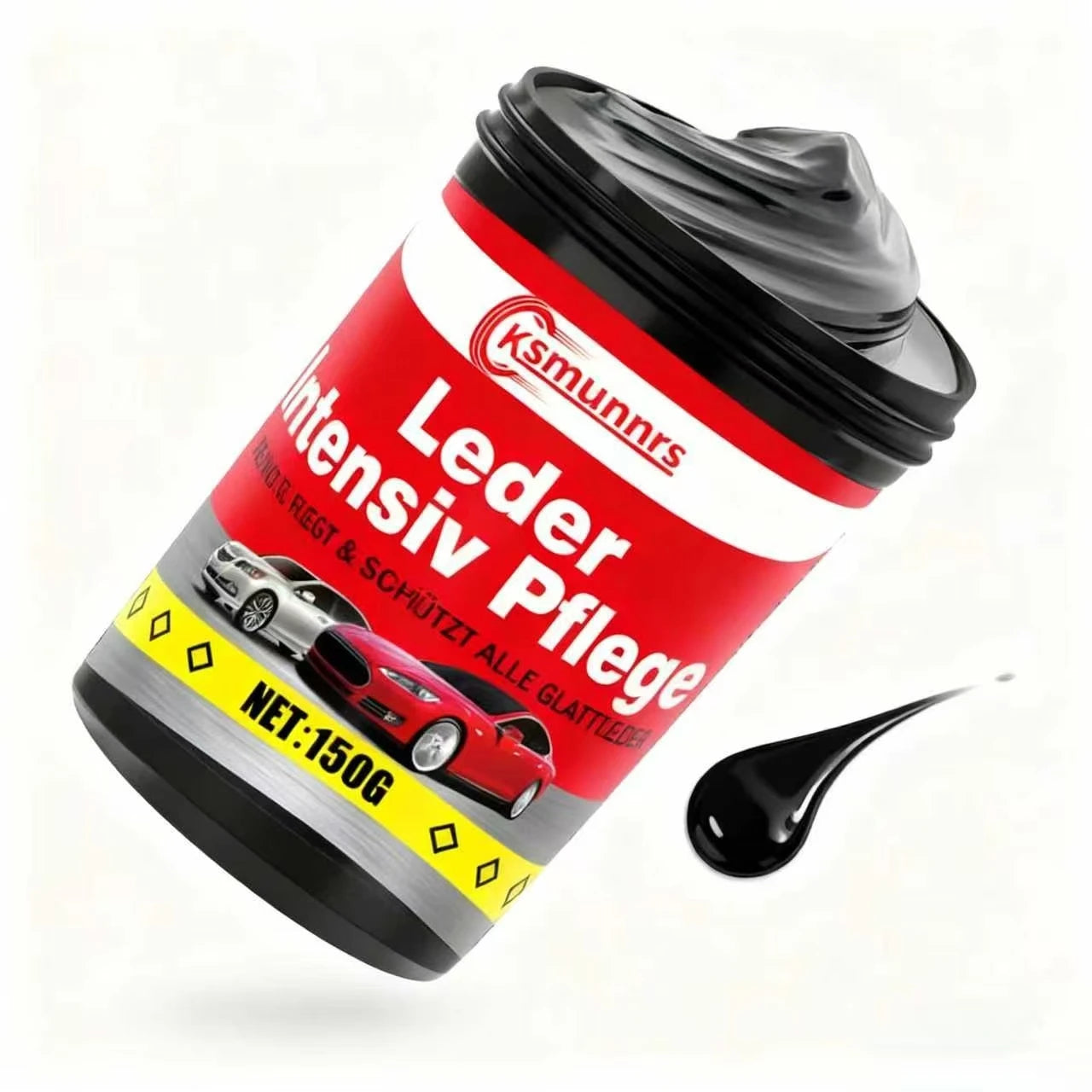 Ksmunnrs 150g Leder Intensiv Pflege - Luxury Car Leather Care Paste, Deep Nourish & Protect Glossy Leather, Auto Interior Leathe