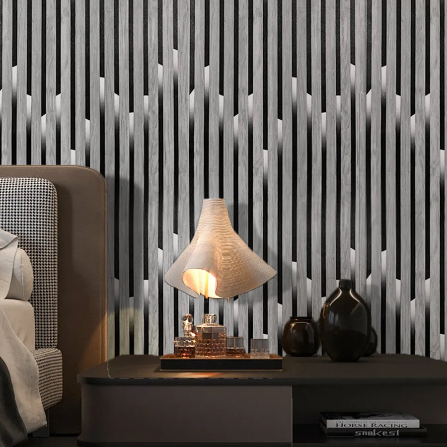 Wood Slat Wallpaper Peel and Stick Wood Grating Stripe Self-Adhesive Wallpaper Faux Wood Contact Paper Self Adhesive Home Decor