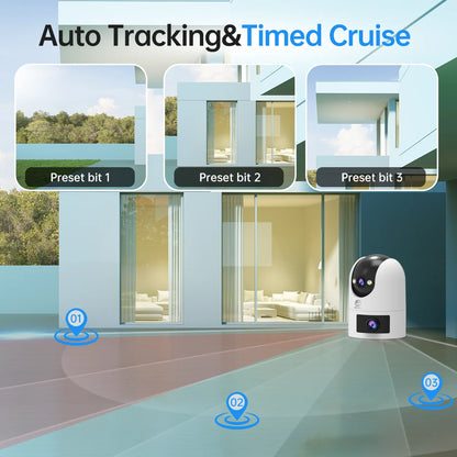 4K PTZ IP Camera Outdoor Waterproof Dual Lens 5G WiFi Security Camera Auto Tracking Video Surveillance Camera Baby Monitor