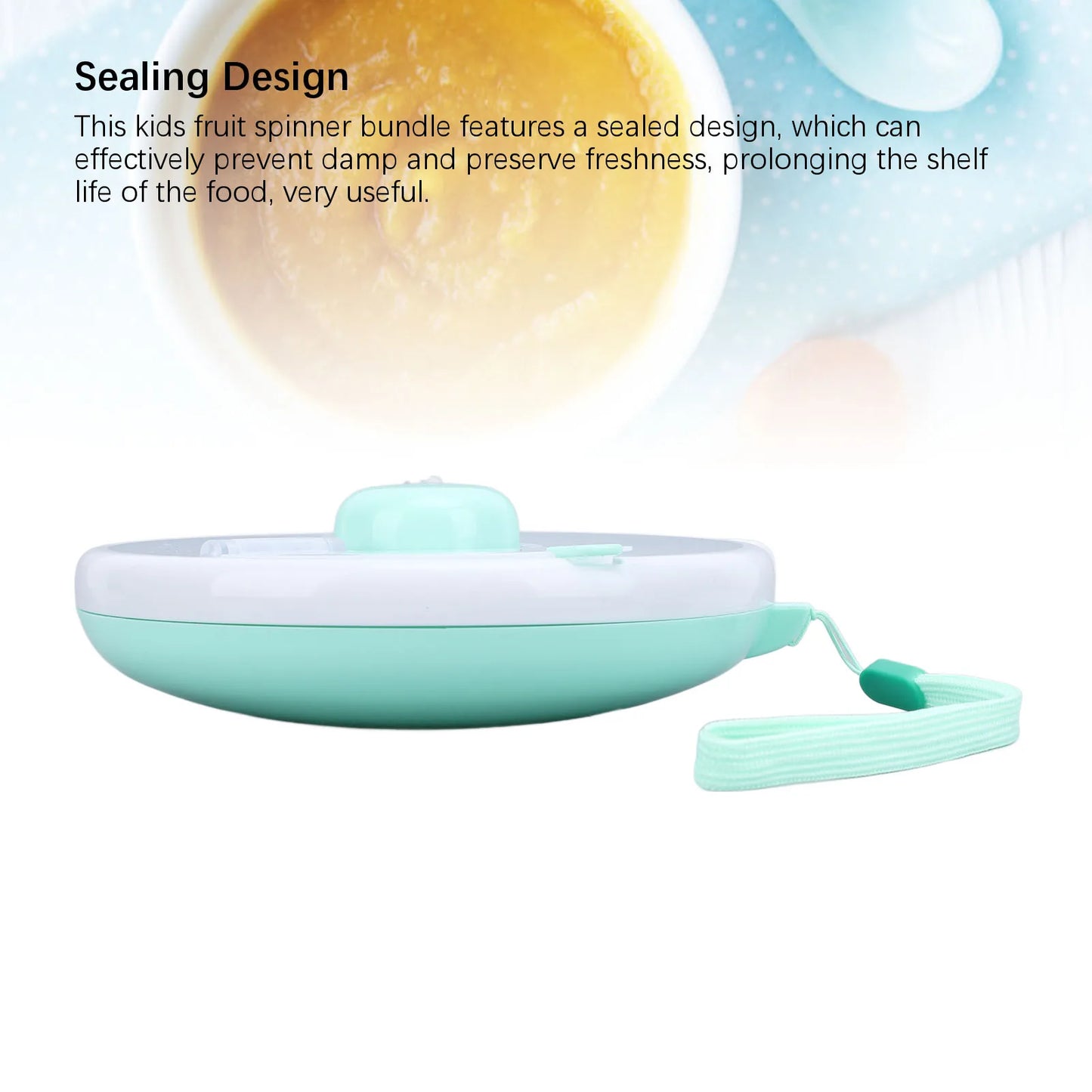 ZK30 360° Rotating Snack Container Large Capacity Sealing Kids Fruit Storage Box Bundle with Lid for Home Mint Green