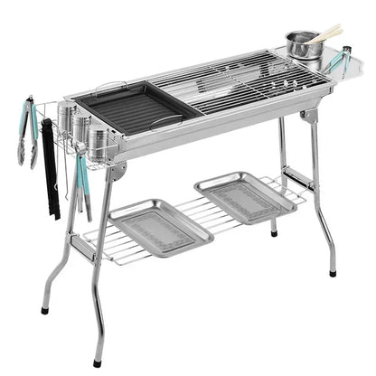 Stainless Steel Charcoal Grill Barbecue Tool Portable Free Installation Handle Folding  BBQ Cooking Grid  For  Park