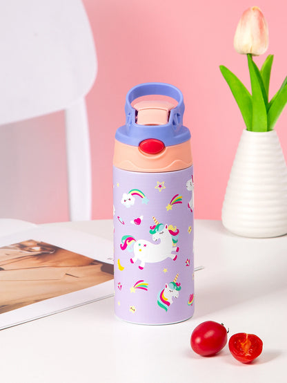 Kids Insulated Water Bottle with Straw Lid & Handle Stainless Steel Metal Tumbler Leak Proof Double Wall Vacuum Kids Cup Toddler Water Bottle for School Boys Girls