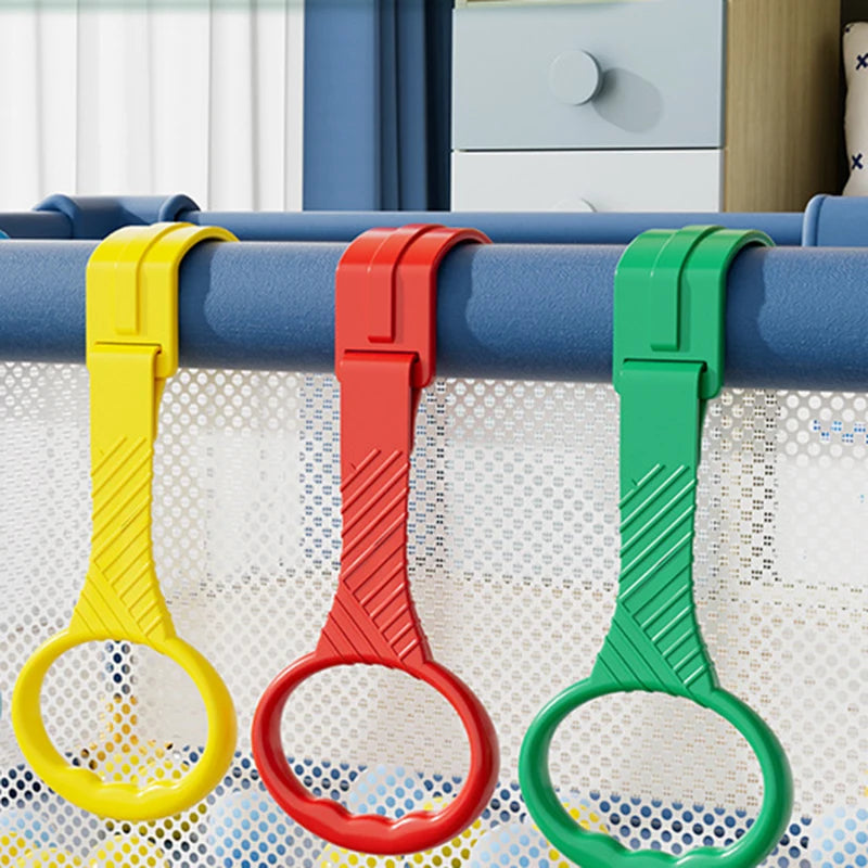 Playpen Baby Pull Up Rings - Premium Baby Handles for Play Pen Standing Up - Plastic Walking Exercises Assistant Rings for Infants Babies Toddler - Ergonomic Handles - 5 Colors