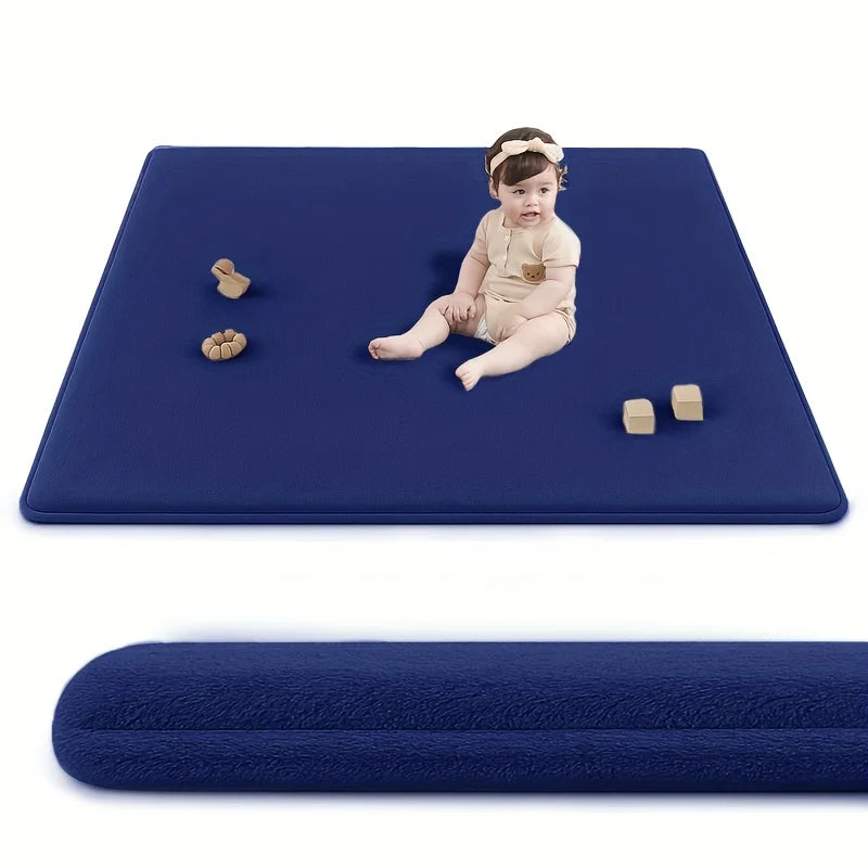 Baby Play Mat for Floor,1.3" Thick Elasti-Foam 50"×50" Playpen Mat for Tummy Time,Water Repellent Soft Coral Velvet for Toddler,Infant,Kids,Non-Slip Backing Safe for Crawling