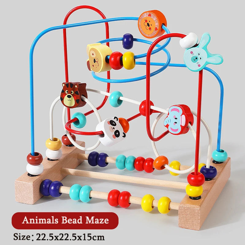 Montessori Baby Toys Wooden Roller Coaster Bead Maze Toddler Early Learning Educational Puzzle Math Toy for Children 1 2 3 Years