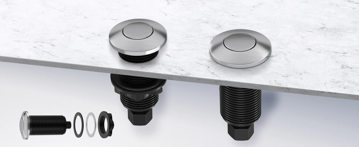 Garbage Disposal Air Switch Kit - Professional Garbage Disposal Button Kit Air Switch Garbage Disposal Brushed Stainless Steel Long Button Sink Top Switch with 16 AWG