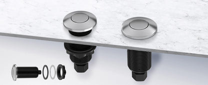 Garbage Disposal Air Switch Kit - Professional Garbage Disposal Button Kit Air Switch Garbage Disposal Brushed Stainless Steel Long Button Sink Top Switch with 16 AWG