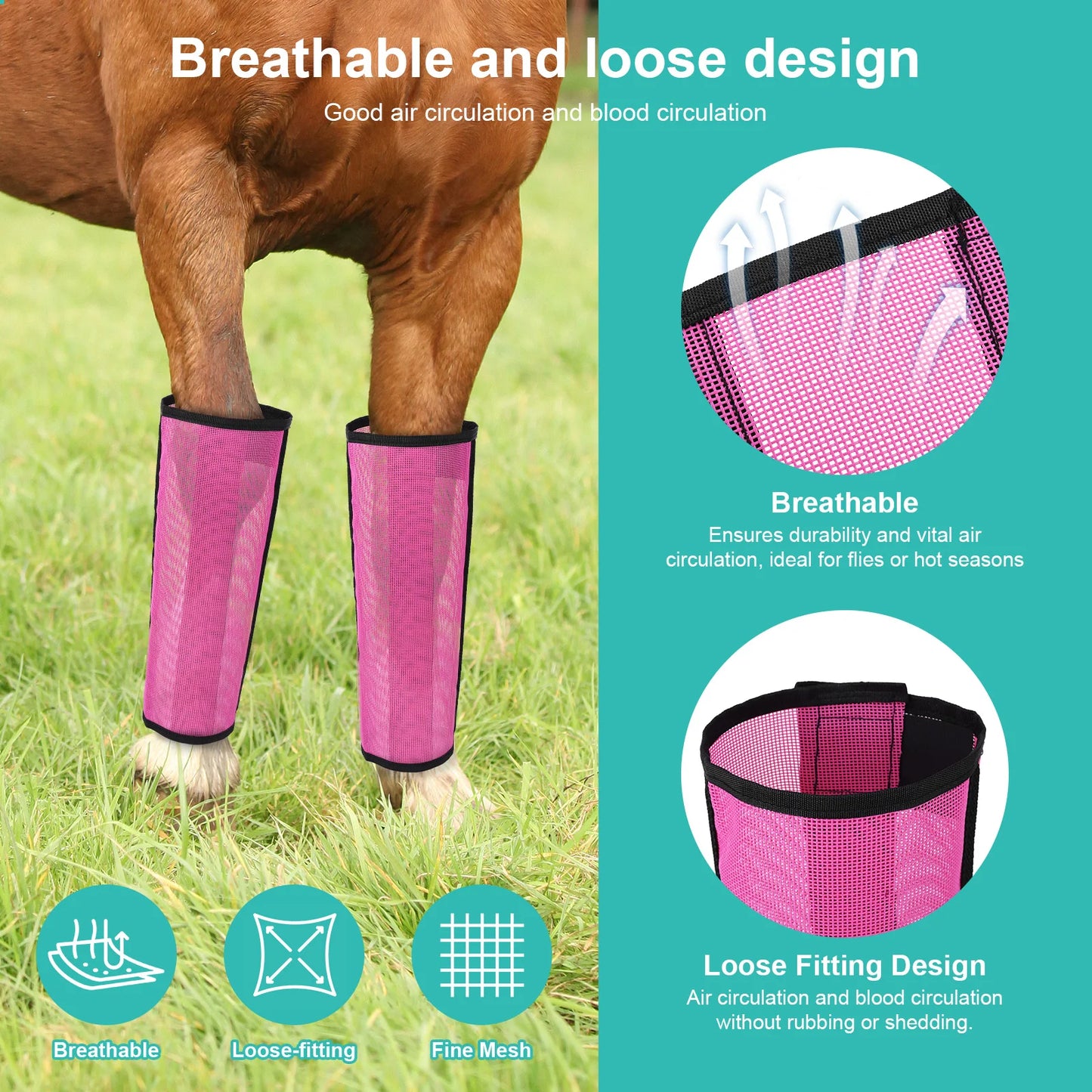 4PCS Fly Boot Horse Leg Mosquito Protective Cover Breathable Mesh Horse Boots Horse Leg Guards Horse Leg for Preventing Legs