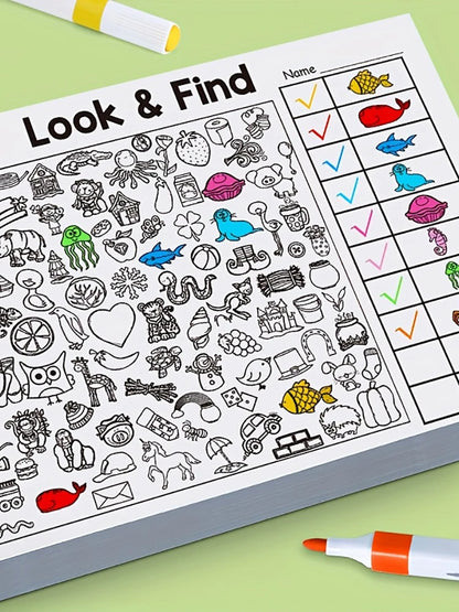 Interactive Hidden Object & Coloring Book for - Educational with Look & Find Activities, Sticker & Pages, Observation Skills & C