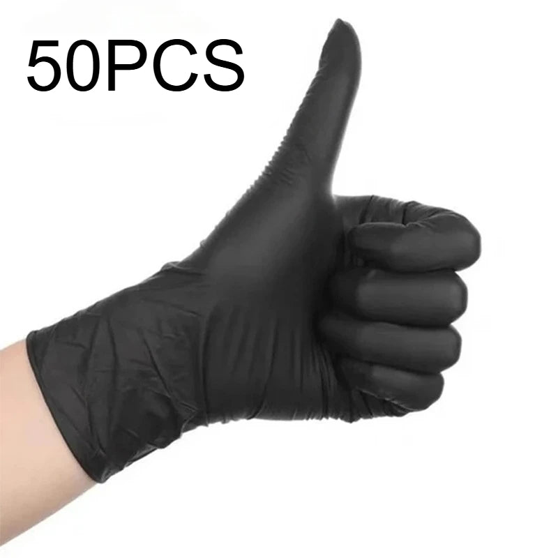 20/50/100PCS Disposable Nitrile Exam Gloves for Auto, Tattoo, Dentistry, Catering, 4.3 mil - XL, Black (Case of 1000)