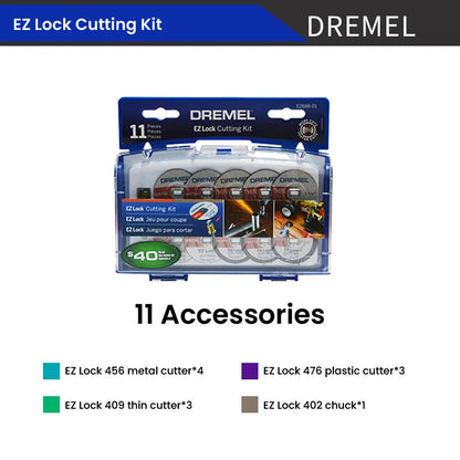 Dremel EZ688-01 EZ LOCK Rotary Tool Cutting Discs Accessory Kit Grinding Wheel for Metal Wood Glass Plastic Cut off Polish 11Pcs