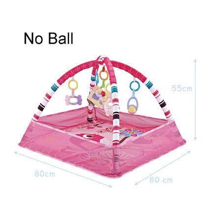 Baby Gym Play Mat, 8-in-1 Tummy Time Mat & Ball Pit with 6 Toys, Washable Baby Activity Mat for Visual, Hearing, Sensory, Motor Development, Babies Gift for Newborn Infant 0-3-6-9-12 Months