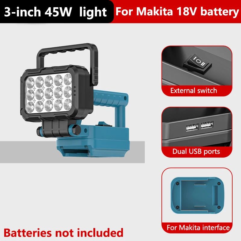 Work Light for Makita 18V Battery,Battery Light for Makita 18v Tools Portable Outdoors Flood Lighting