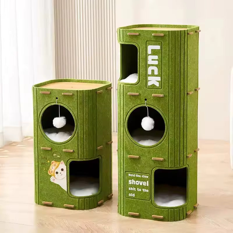 Multi-layer Cat Bed Closed Safety Cat Nest Wear-resistant Felt Cat Climbing Frame Indoor Integrated Pet Toys for All Seasons