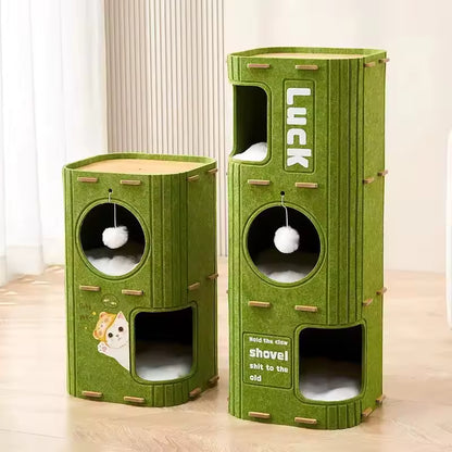 Multi-layer Cat Bed Closed Safety Cat Nest Wear-resistant Felt Cat Climbing Frame Indoor Integrated Pet Toys for All Seasons
