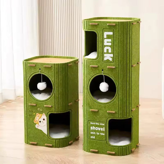 Multi-layer Cat Bed Closed Safety Cat Nest Wear-resistant Felt Cat Climbing Frame Indoor Integrated Pet Toys for All Seasons