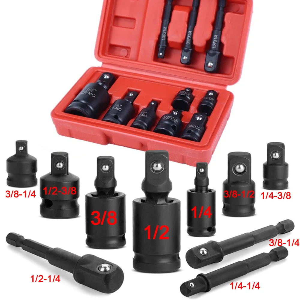 4/6/8/10 Impact Socket Wrench Adapter Set Professional 1/4 3/8 1/2 3/4 Inch Square Drive Adaptor Reducer Spanner Tool ﻿with Case