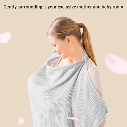 1Pc Gauze Nursing Cover, Nursing Apron, Multi-Purpose Car Seat Stroller Cover, Multi-Color Optional, Breathable 100% Nursing Cover Cloth Artifact, Outdoor Anti-Exposure Nursing Towel When Going Out. Perfect Gift for Mom.