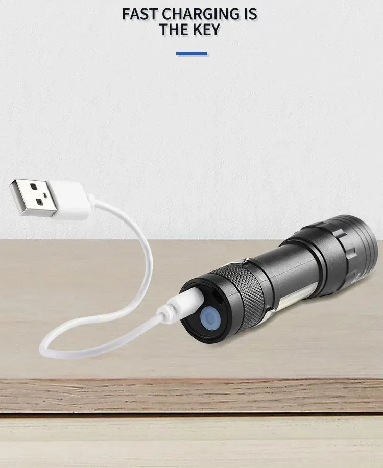 3 PCS Mini LED COB Flashlight Portable Rechargeable Torch with Pen Clip Zoomable Waterproof Light Tactical Lamp Camping Lantern