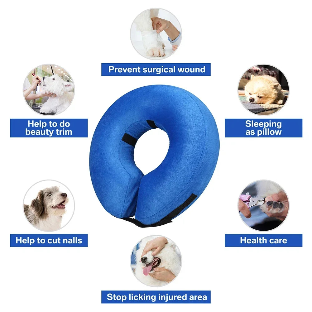 IEUUMLER Inflatable Recovery Dog Collar, Protective Donut Cone, Adjustable Soft Collar for Dog and Cat After Surgery Prevent from Biting & Scratching ( Size ,S/M/L) )